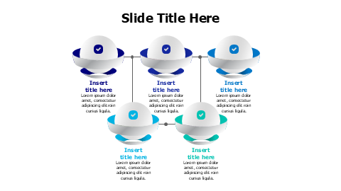 5 points connected 3D shapes infographic