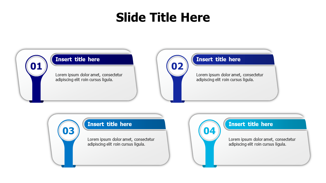 4 curved squares with numbers infographic