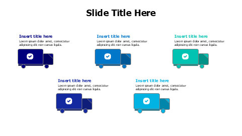 5 colored trucks infographic