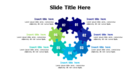 7 points rounded colored puzzle infographic