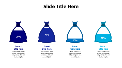 4 points editable money bundles with percentages infographic