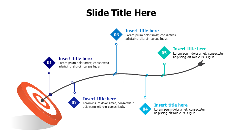 5 points arrow to goal infographic PowerPoint Template
