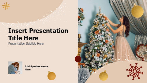 Christmas Tree Golden Ornaments Cover Template