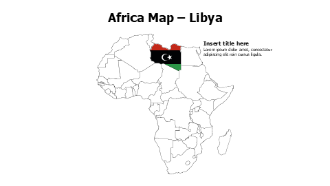 Libya map with flag
