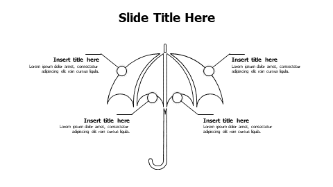 4 points outline divided umbrella infographic