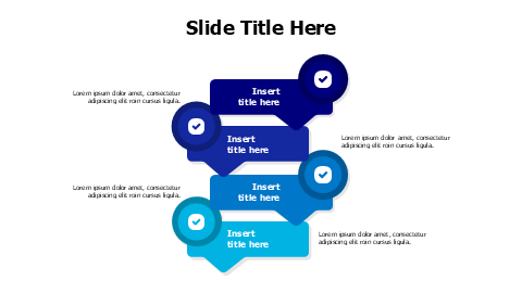 4 points colored speech bubbles with icons infographic