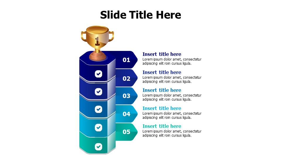 5 points 3D infographic with trophy