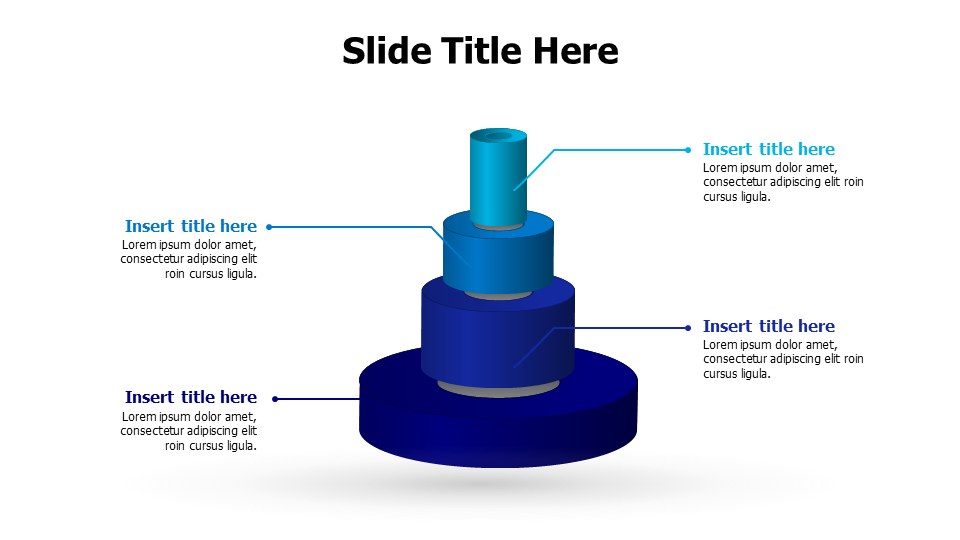 4 points 3D different sizes cylinders infographic