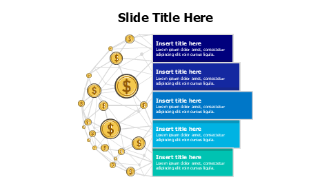 5 colored stripes with coins web infographic