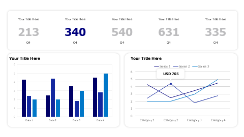 Numbers and column chart dashboard-7952 PowerPoint Template