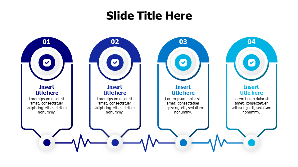 4 colored outline blocks with life line infographic