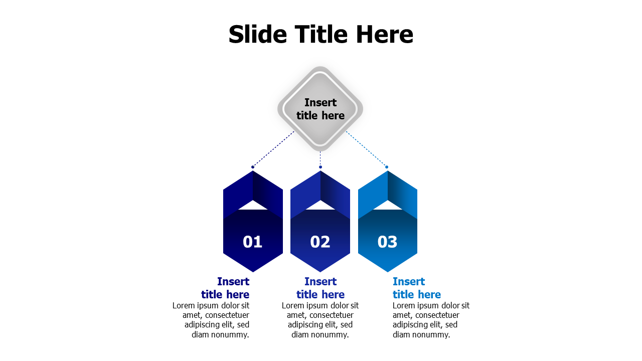3 shapes branching from square infographic