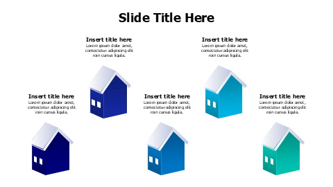 5 points gradient houses infographic