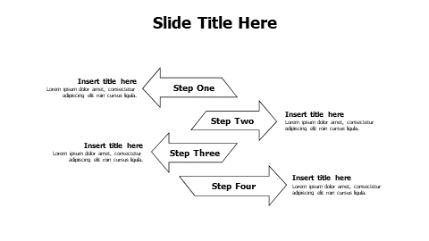 4 points outline opposite arrows infographic