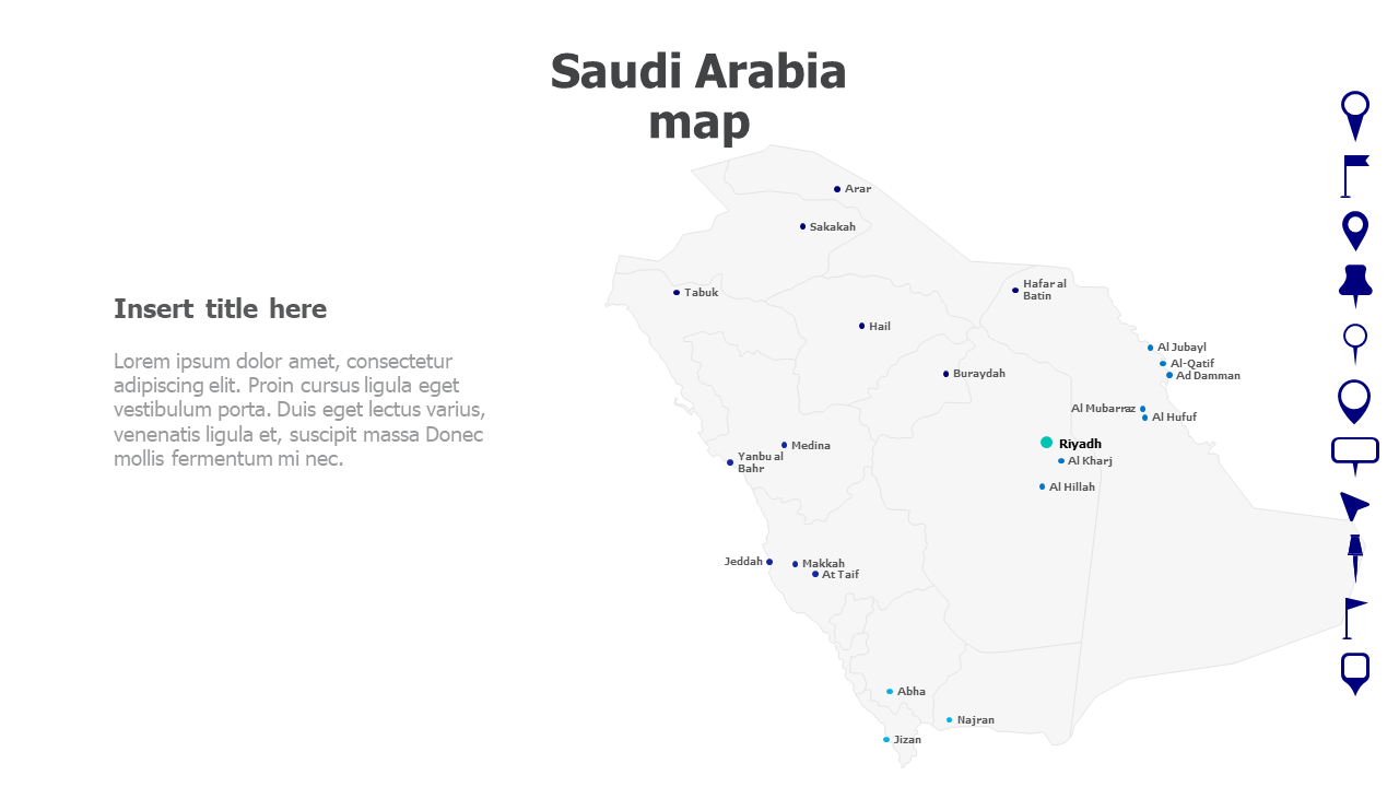 Map,Editable map,pins,countries,counties,infographics,continent,powerpoint,powerpoint infographics,Google slides,Keynote,Saudi Arabia map