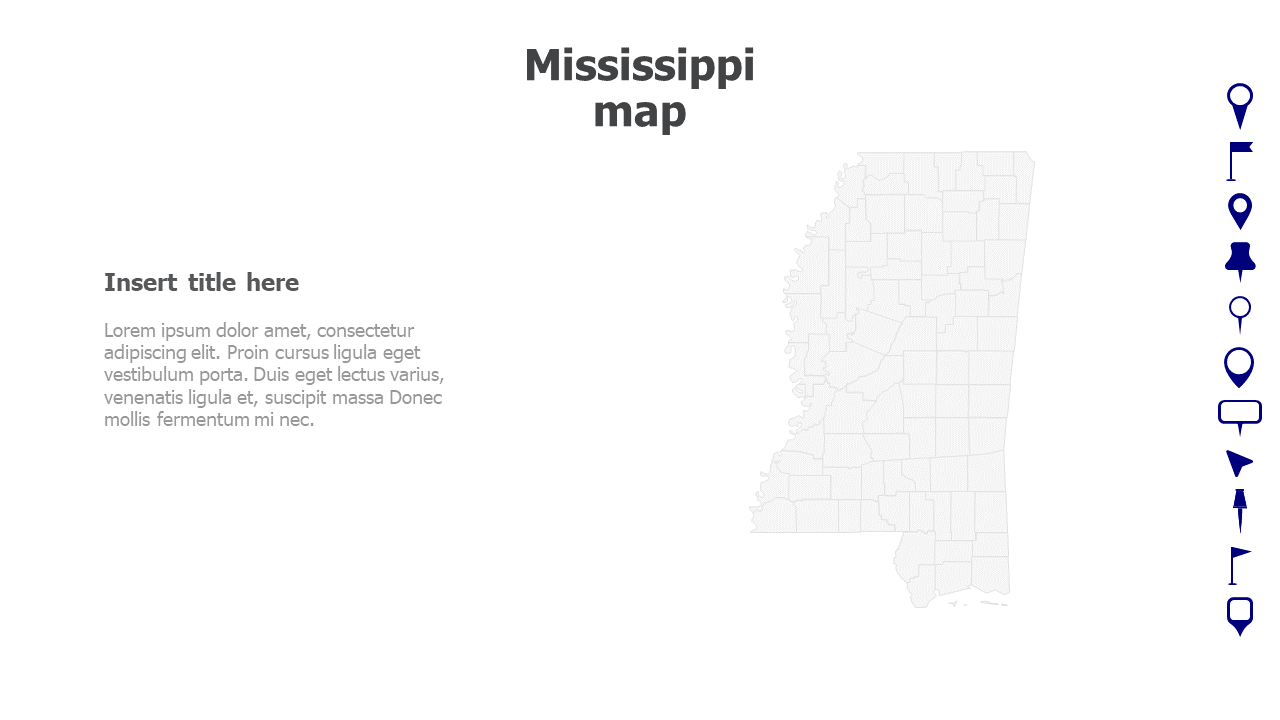 Map,Editable map,pins,countries,counties,infographics,continent,powerpoint,powerpoint infographics,Google slides,Keynote,Mississippi map