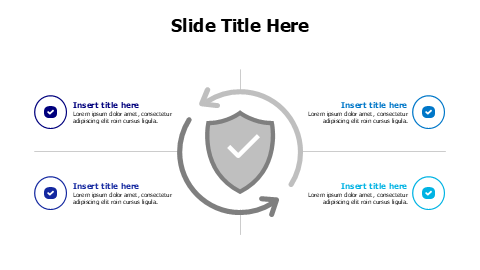 4 points shield with turning arrows infographic