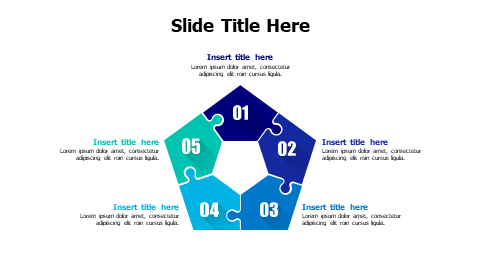 5 points pentagonal shape puzzle infographic