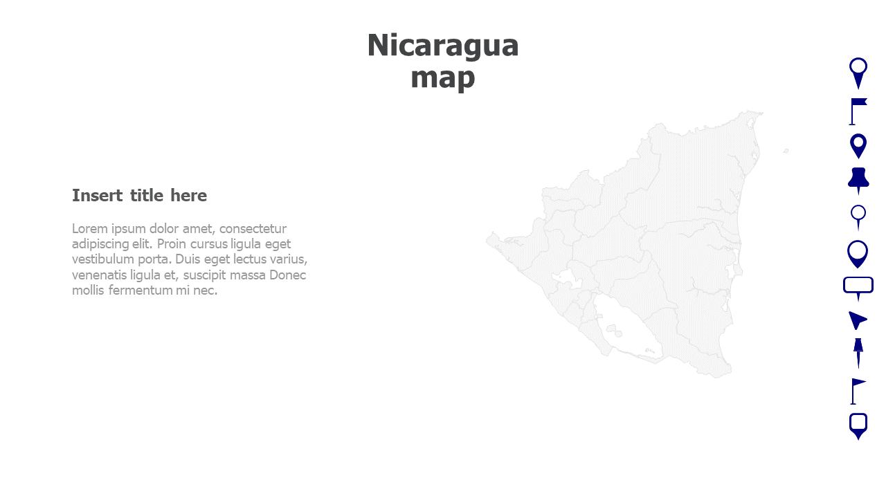 Map,Editable map,pins,countries,counties,infographics,continent,powerpoint,powerpoint infographics,Google slides,Keynote,Nicaragua map