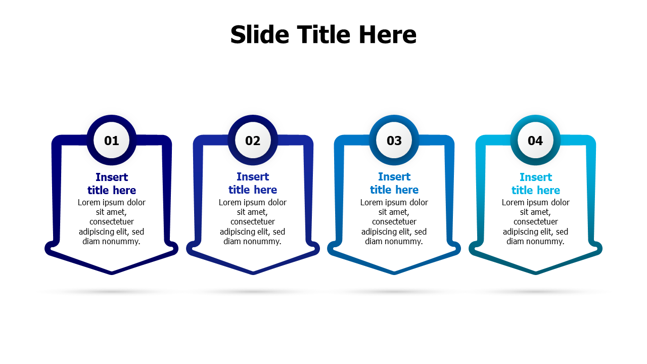 4 content inside arrows down with numbers infographic