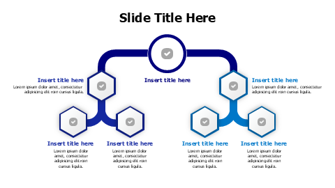 6 points branching hexagon org chart infographic