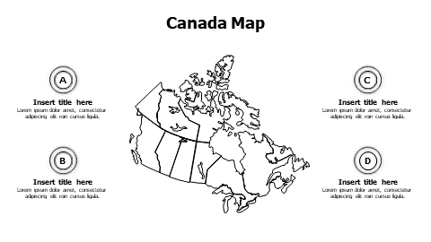 4 points outline Canada map infographic