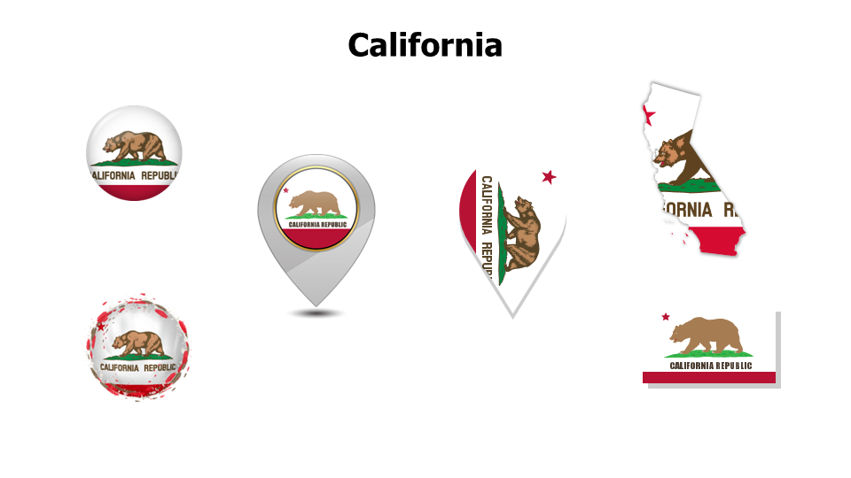 California Flag Six Style Variations Set