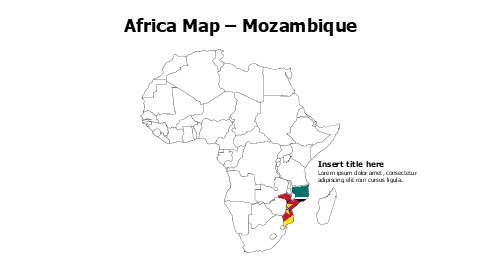 Mozambique map with flag
