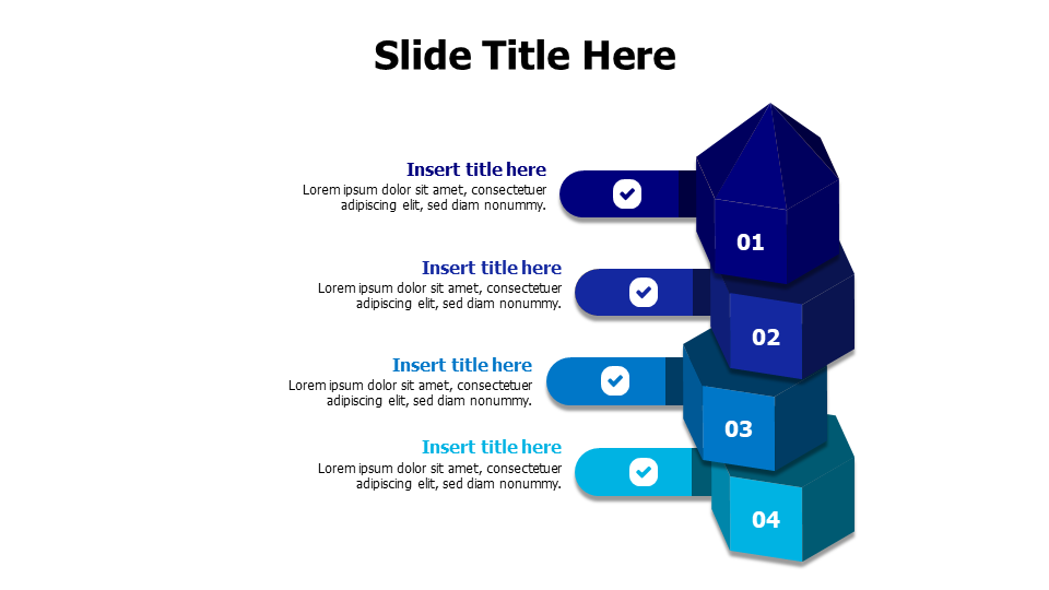 4 points 3D divided colored bencil infographic