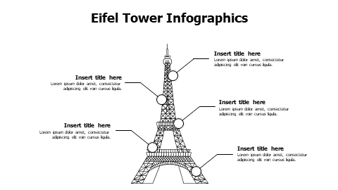 5 points outline Eiffel Tower infographic