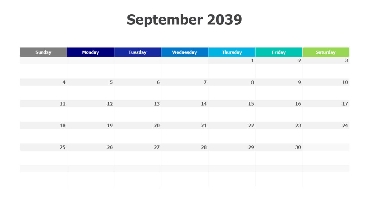 September 2039 calendar