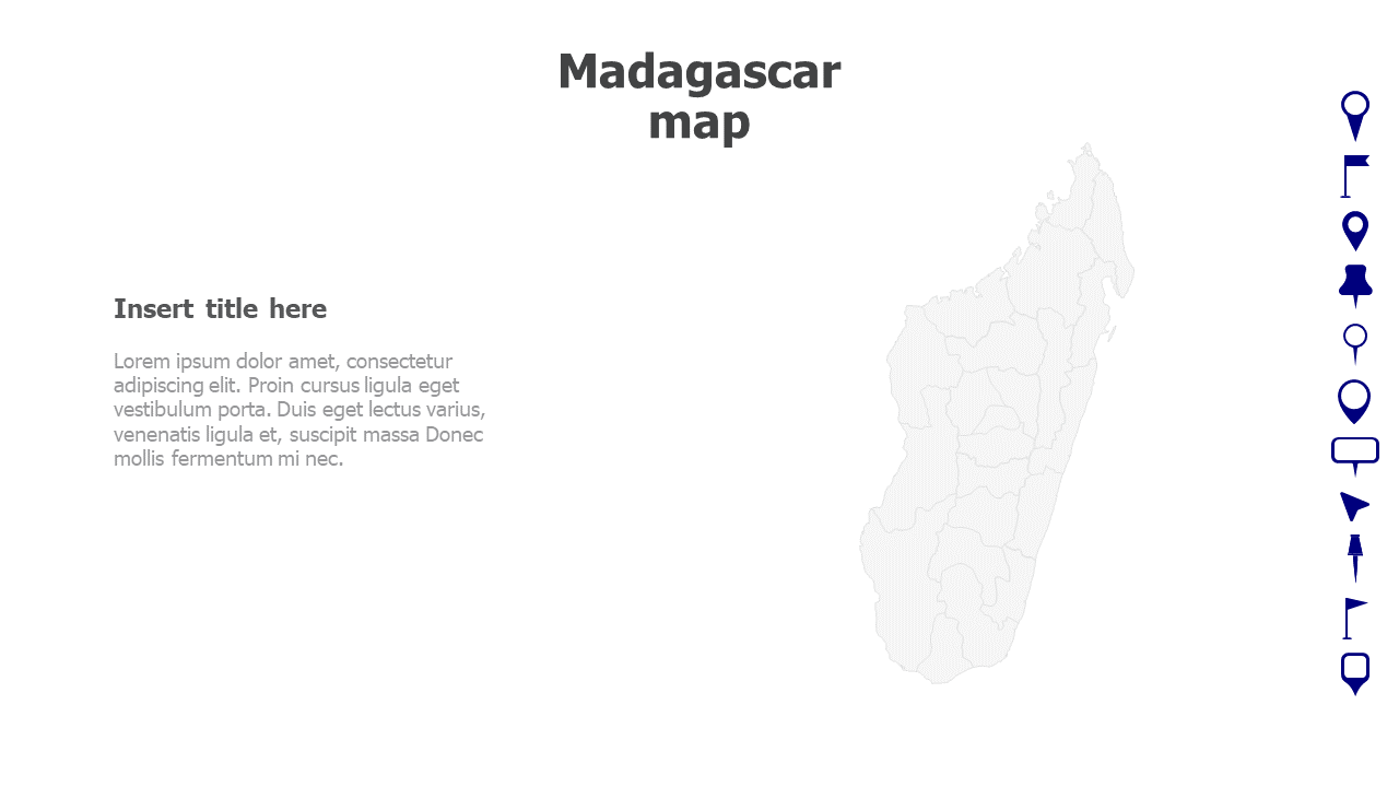 Map,Editable map,pins,countries,counties,infographics,continent,powerpoint,powerpoint infographics,Google slides,Keynote,Madagascar map