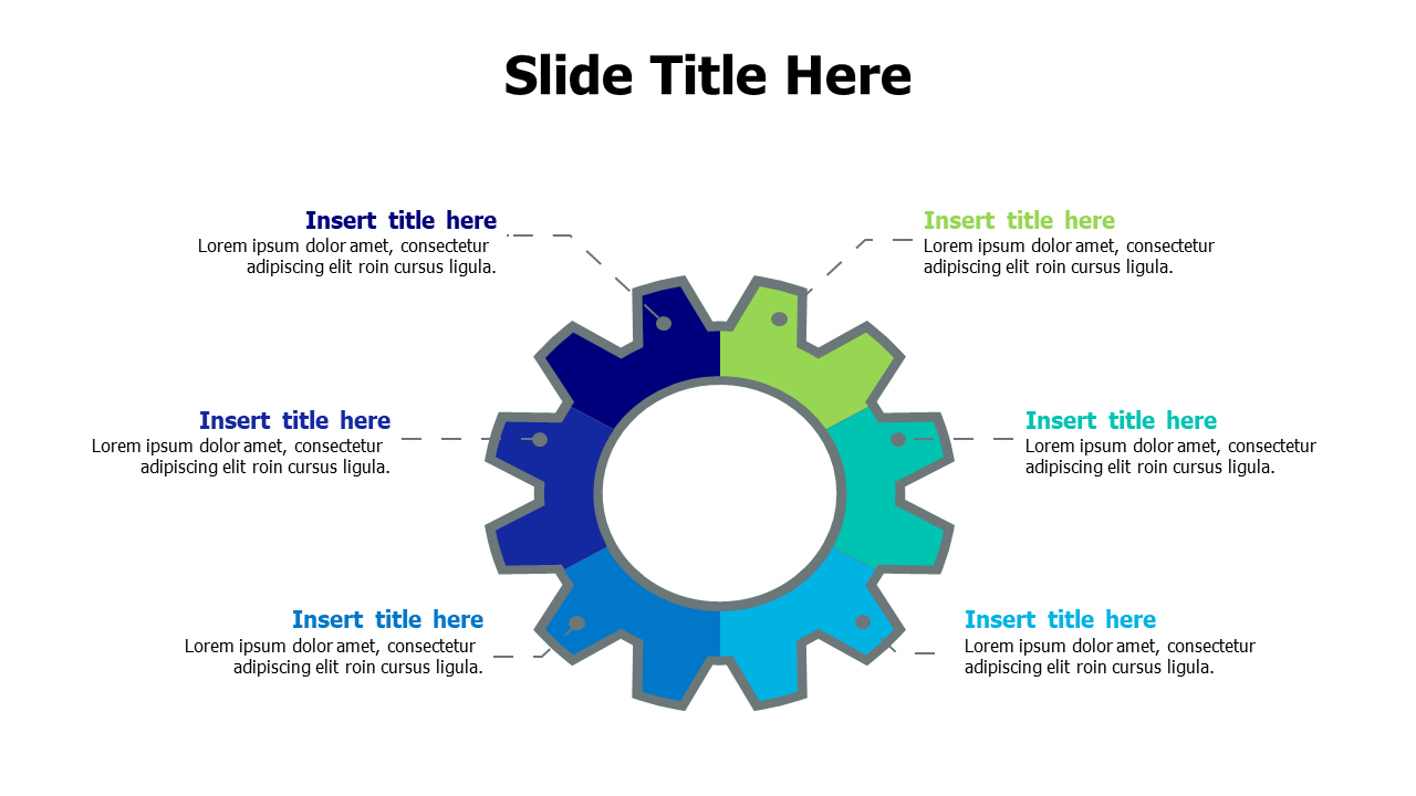 6-Section Gear Wheel Process Infographic PowerPoint Template