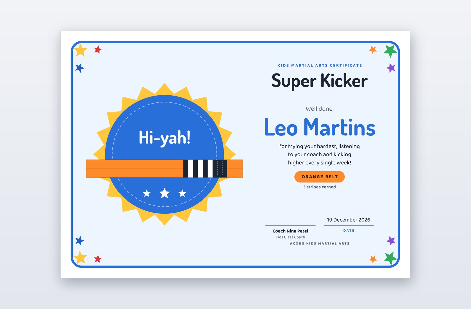 Free Kids Martial Arts Certificate Template – Dynamite