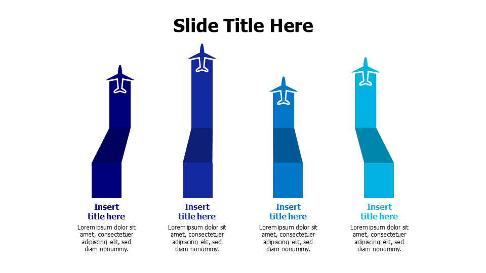 4 points colored flying flat planes infographic