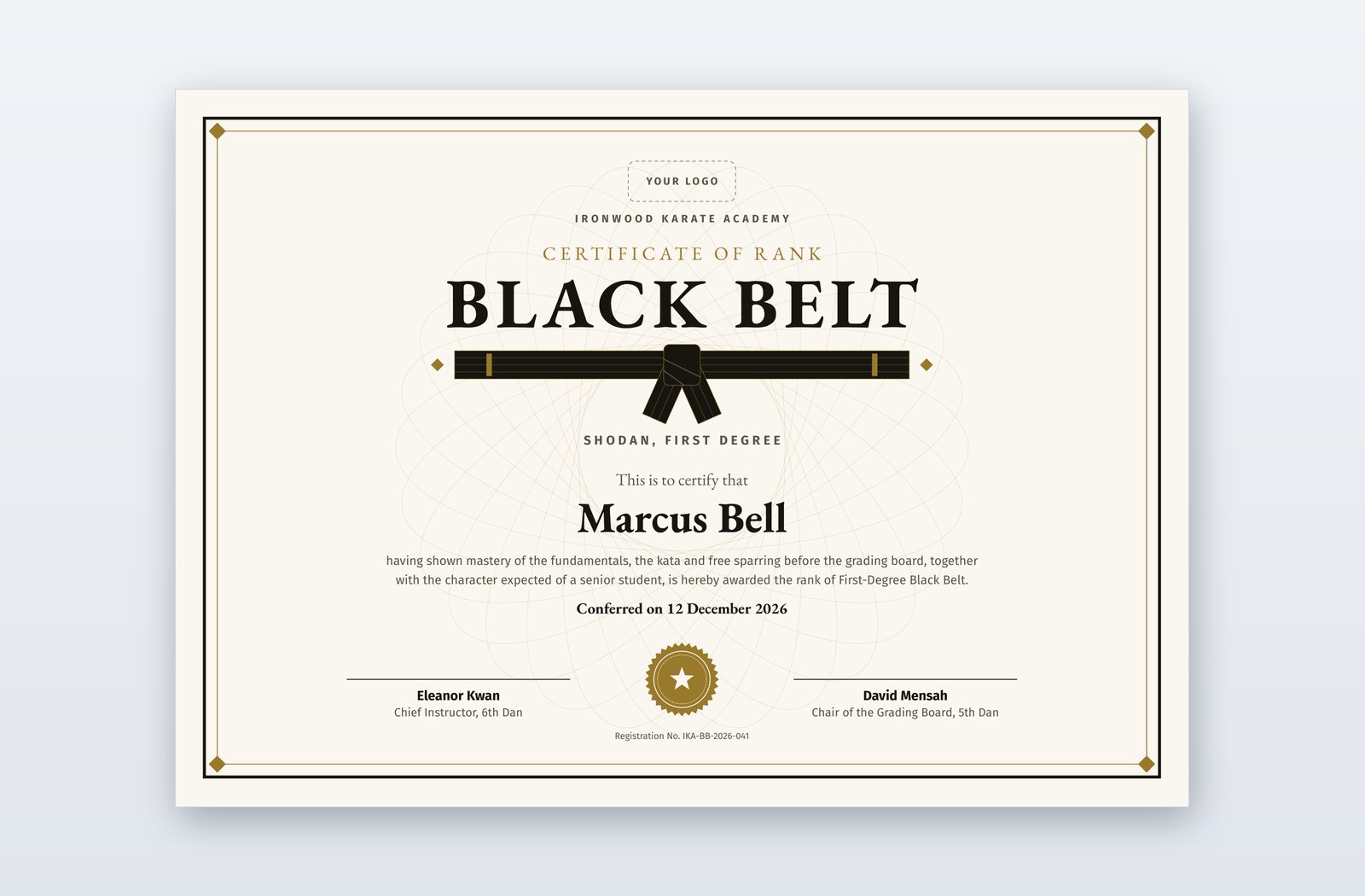 Free Black Belt Certificate Template – Eminence | PPT-Design