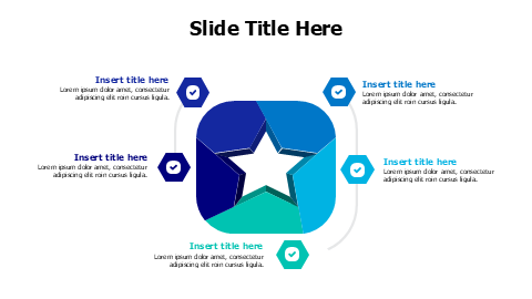 5 points curved square with divided star infographic