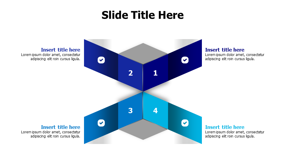 4-Point Mirrored Cube Infographic Layout