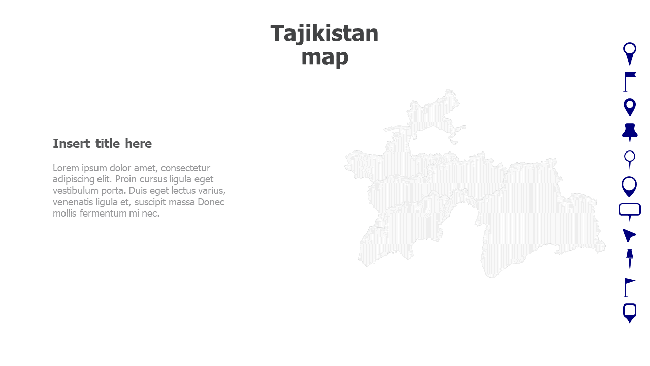 Map,Editable map,pins,countries,counties,infographics,continent,powerpoint,powerpoint infographics,Google slides,Keynote,Tajikistan map