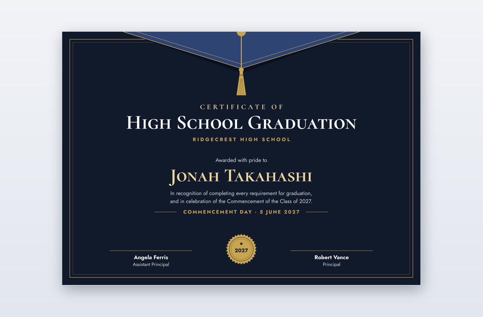Free High School Graduation Certificate Template – Commencement
