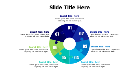 7 points connected rounded puzzle infographic with numbers