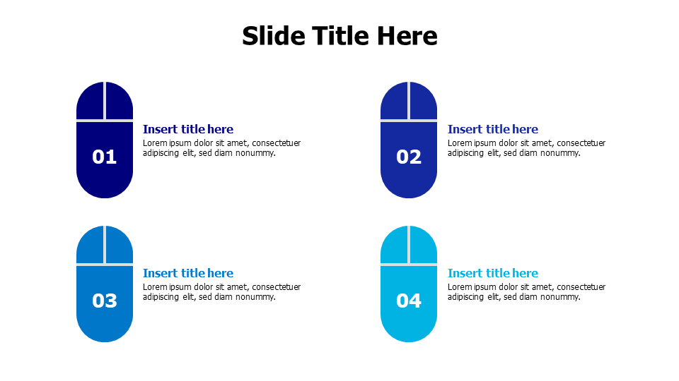 4 colored computer mouses infographic