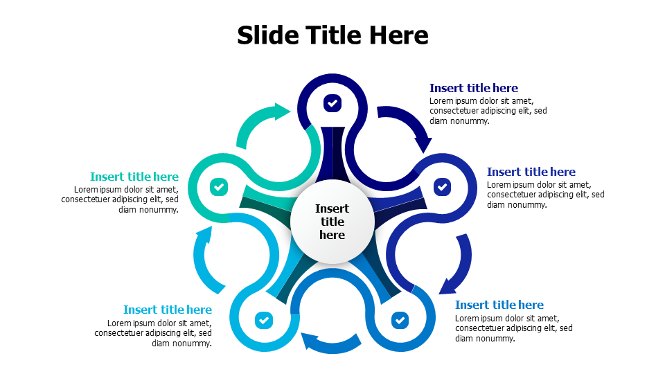 5 points round loop infographic with arrows