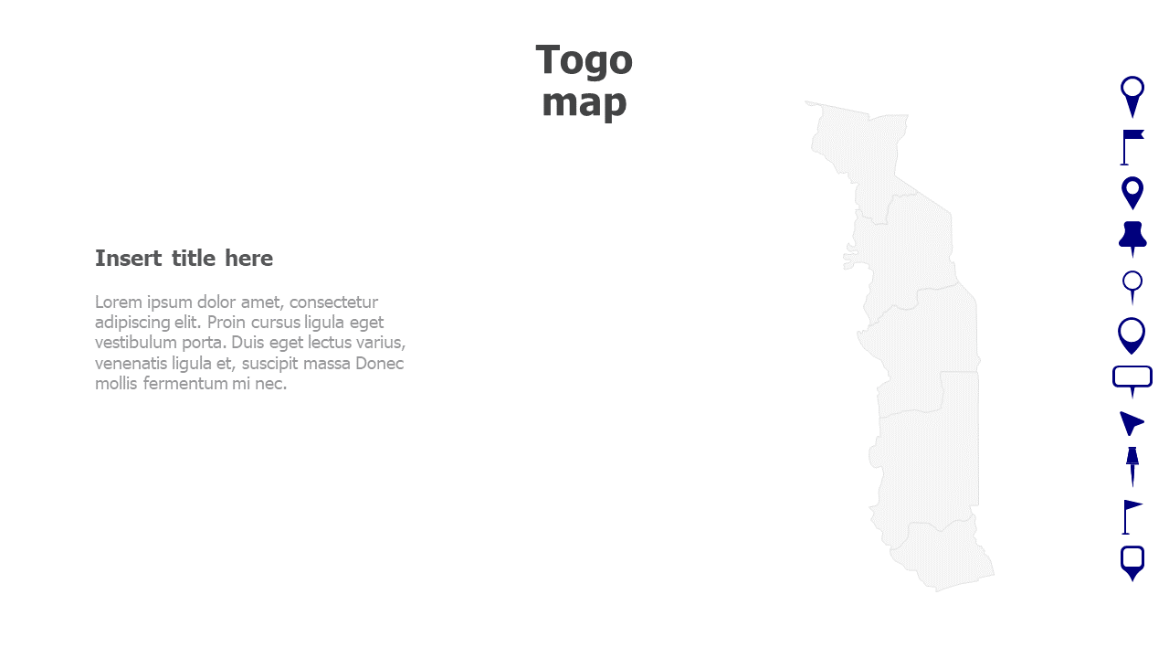 Map,Editable map,pins,countries,counties,infographics,continent,powerpoint,powerpoint infographics,Google slides,Keynote,Togo map