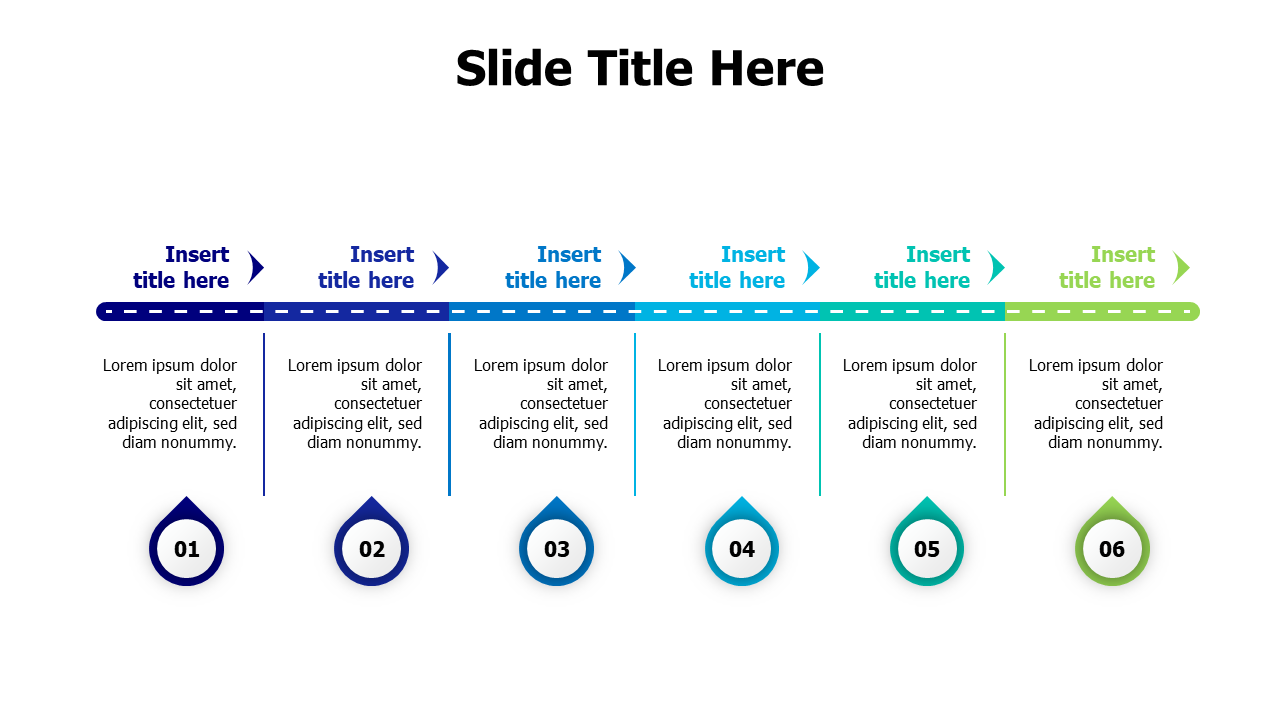 6 steps road line with numbering infographic PowerPoint Template