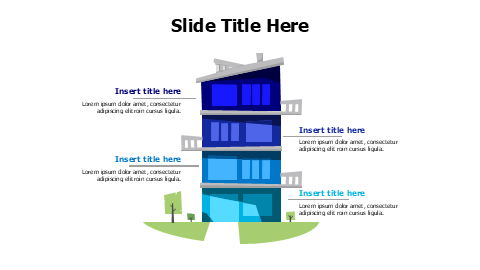 4 points colored building with balconies infographic