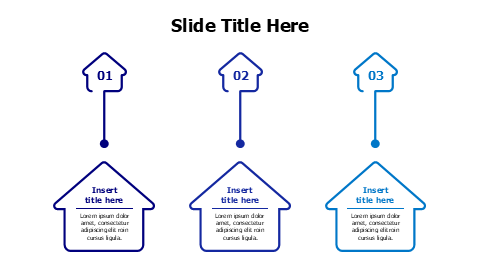 3 points outline homes with numbers infographic