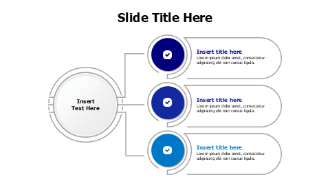 3 points branching outline infographic with icons