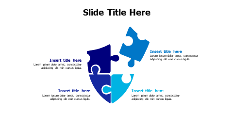 4 points colored puzzle shield sign infographic