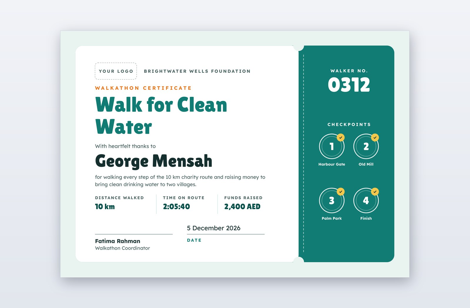 Free Walkathon Certificate Template – Jaunt | PPT-Design